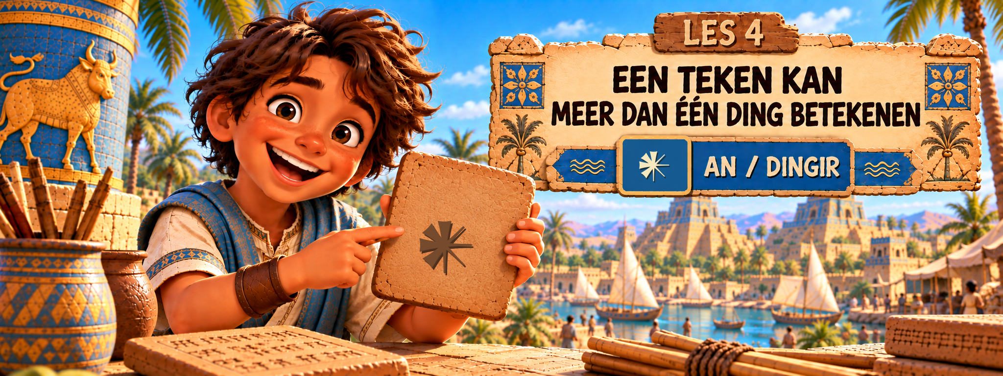 Les 4 — Een teken kan meer dan één ding betekenen: het teken 𒀭, AN en DINGIR